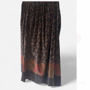 VTG Herman Geist Velvet Midi Skirt Baroque Floral Print XS  26 Inch Waist